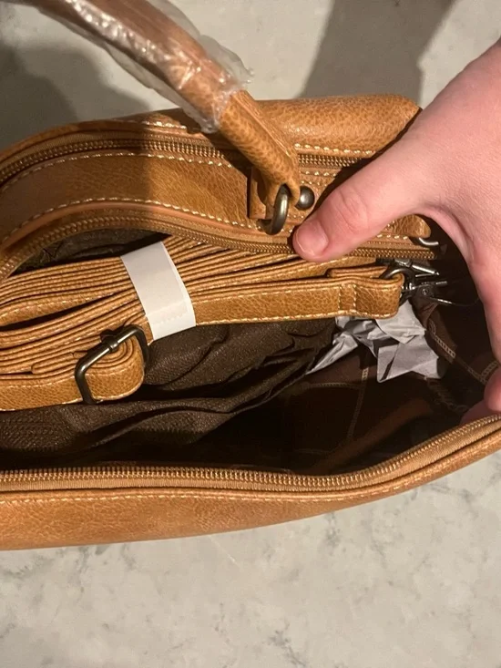 Wrangler Tan Studded Satchel Handbag - Picture 2 of 3